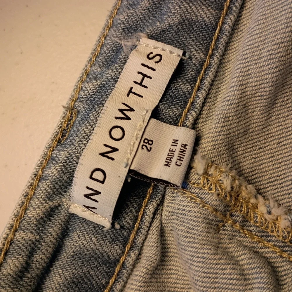 And Now This Womens Wide Leg Cargo Jeans Light Wash High Rise Denim Size 28